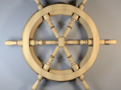 Rustic Wooden Ship Wheel Wall Decor For Home Decoration 3d model