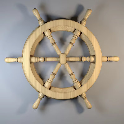 Rustic Wooden Ship Wheel Wall Decor For Home Decoration 3d model