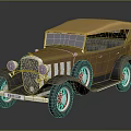Vintage Brown Convertible Car With Red Wheels And Soft Top Retro Design