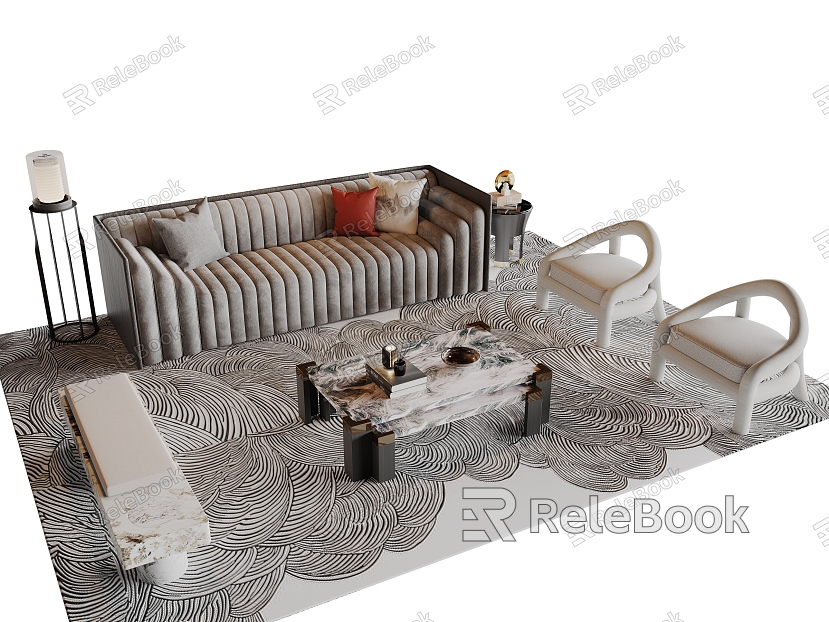 Modern Middle Ancient Style Sofa Coffee Table Combination model