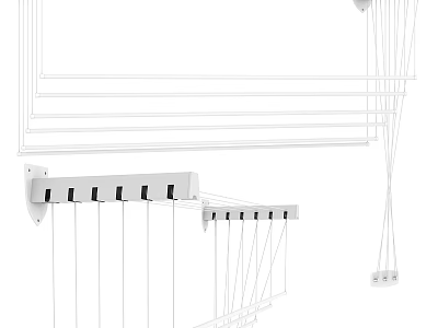 White Laundry Drying Rack With Multiple Hanging Rods And Hooks For Daily Use 3d model