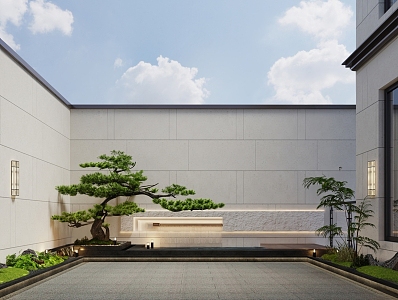 Pine Moss Courtyard Landscape 3d model