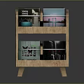 Modern Wooden Bookcase With Two Open Shelves Holding Books And Small Decorative Items