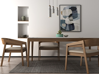 Nordic Dining Table and Chair Combination 3d model