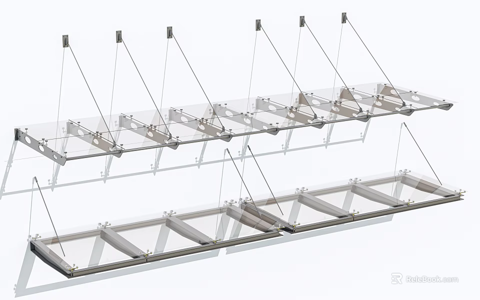 Modern Outdoor Sunshade Canopy With Aluminum Frame And Transparent Panels For Patio 3d model 