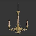 Golden Decorative Candelabra and Candlesticks as Home Furniture with Lit Candles and Dark Surface Reflections