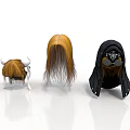 Different Cosplay Wigs and Headpieces with Horns Long Blonde Hair Black Hooded Mask