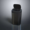 Black Modern Trash Can With Open Lid And Smooth Surface Design 3d model