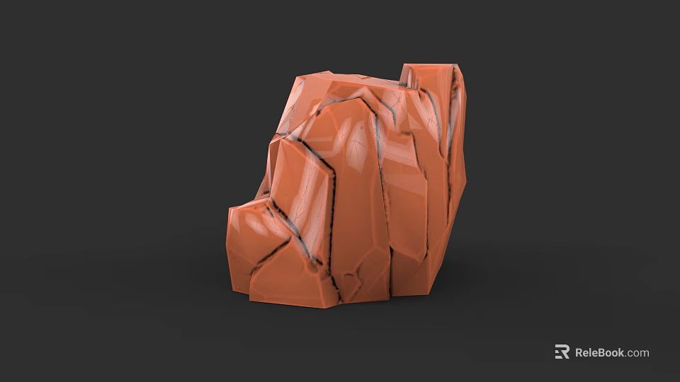 Micro Terrain 3D Model With Orange Rock Like Structure And Cracks 3d model 