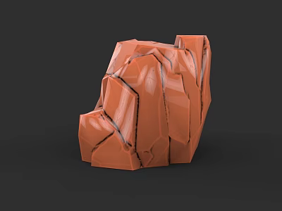 Micro Terrain 3D Model With Orange Rock Like Structure And Cracks 3d model