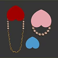 Red Pink Blue Heart Shaped Fashion Jewelry With Pearl Beads And Chain