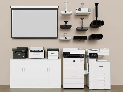 Office supplies printer data cabinet projector projection cloth 3d model