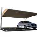 Sturdy Modern Carport Canopy Shelter With White Sedan Parked Under Structure