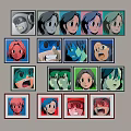 Anime Style Animal Paintings Framed In Various Colors Arranged Neatly On Wall