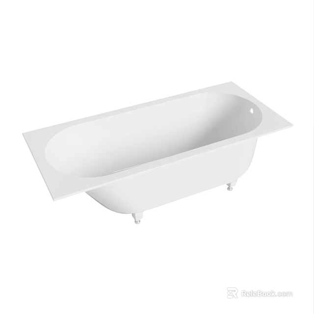 Elegant White Rectangular Freestanding Bathtub With Sleek Surface And Four Legs 3d model 