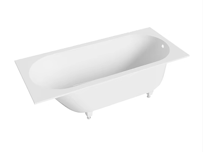 Elegant White Rectangular Freestanding Bathtub With Sleek Surface And Four Legs 3d model