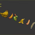 Various States of Banana Fruits with Whole Peeled and Peel Varieties