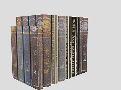 Vintage Colorful Books Collection With Decorative Spines And Classic Design 3d model