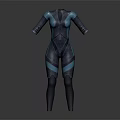 Black and Blue Long Sleeve Bodysuit with Color Block Fitted Sporty Design