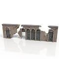 Historical Classical Architectural Ruins With Broken Stone Walls And Arch Windows