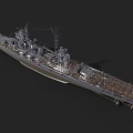 Realistic Battleship 3D Model Featuring Deck Gun Turrets Masts And Structural Details 3d model