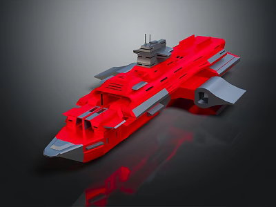 Red Futuristic Spacecraft Model With Gray Details For Space Exploration Missions 3d model