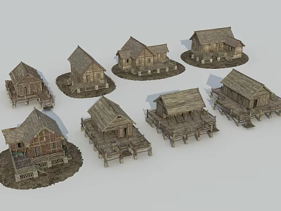 European medieval architecture house single-family villa thatched house 3d model