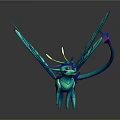 Turquoise Baby Dragon Game And Movie Character With Large Wings Horns And Purple Tail Tip