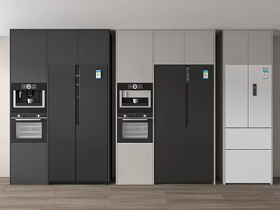 Modern Kitchen Refrigerator Freezer With Different Color Styles And Finishes 3d model