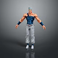 Muscular Anime Character With Blue Vest Gray Pants And White Hair Action Figure