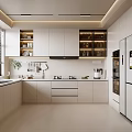 Modern Kitchen Interior Design With White Cabinets Sleek Countertop Appliances And Potted Plant
