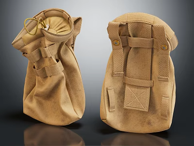 Practical Brown Fabric Storage Bags With Straps And Buckles For Everyday Use 3d model