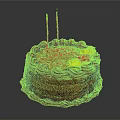 Chocolate Birthday Cake With Red Cream Decoration Two Red Candles And Yellow Red Flowers
