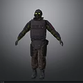 Tactical Armored Protective Suit With Helmet Goggles And Brown Pants Design