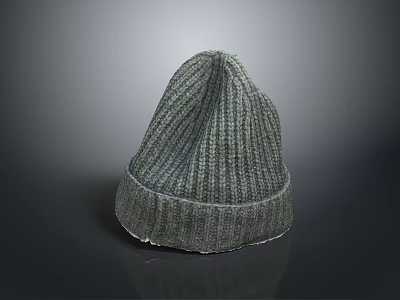 Stylish Gray Ribbed Knitted Beanie For Winter Warmth And Casual Wear 3d model