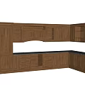 Classic Wooden Kitchen Corner Cabinets With Glass Doors And Drawers Design
