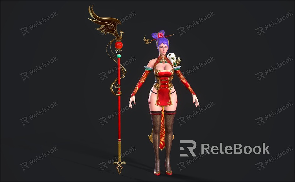 Anime Female Warrior Cartoon Female Warrior model