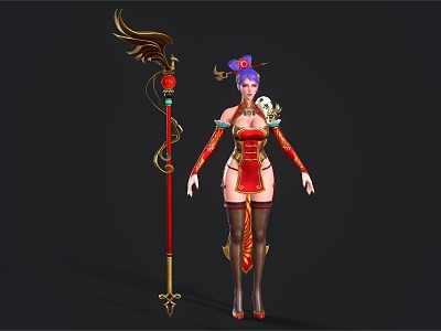 Anime Female Warrior Cartoon Female Warrior model