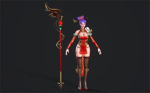 Anime Female Warrior Cartoon Female Warrior 3d model