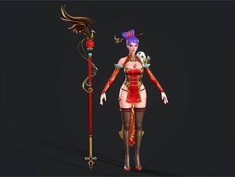 Anime Female Warrior Cartoon Female Warrior 3d model