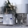 Modern Exterior Design of Stylish Store with Glass Facade and Metal Cladding
