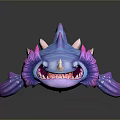 Colorful Fantasy Fish Toy With Vibrant Spikes Multicolored Scales And Sharp Teeth