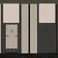 Modern Elevator Hallway With Two Sleek Doors Warm Lighting And Wooden Panels