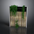 Architectural Bamboo Fence Structure With Green Vines Vertical Decorative Design