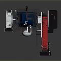 AL-KO Stand Mounted Bench Grinder with Red Blue Grinding Wheels Adjustable Lamp and Gray Base