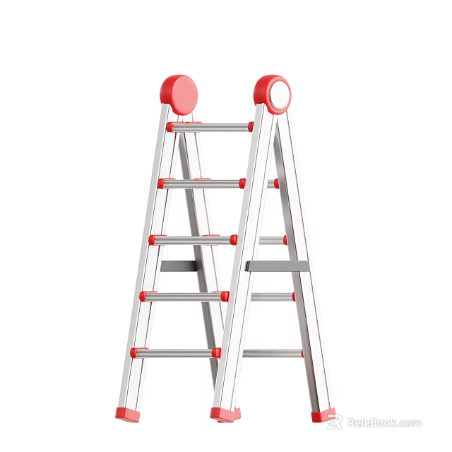 Decorative Ornament Combination With Silver Red Ladder Shaped Design Round Top Parts And Rungs 3d model 