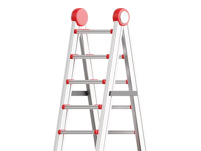 Decorative Ornament Combination With Silver Red Ladder Shaped Design Round Top Parts And Rungs 3d model