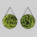 Two Round Green Moss Wall Decor Hanging On Gray Background 3d model