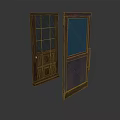 Vintage Wooden Doors With Glass Panels And Dark Wooden Finish