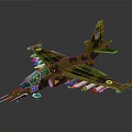 Aerospace Military Fighter Jet With Camouflage Paint Shark Mouth And Missiles